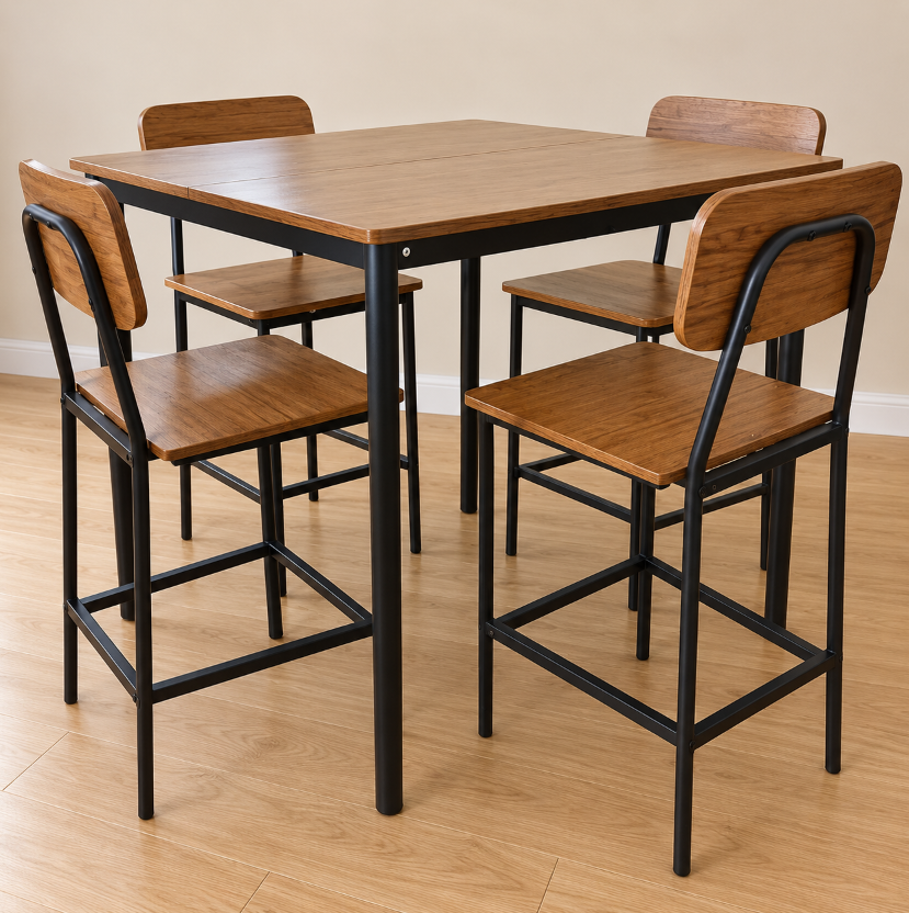 5-Piece Industrial Counter-Height Dining Set